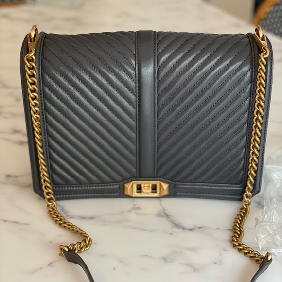 Rebecca Minkoff Chevron Quilted Jumbo Love Crossbody in SOLD OUT COLOR: GRAPHITE - Picture 5 of 9